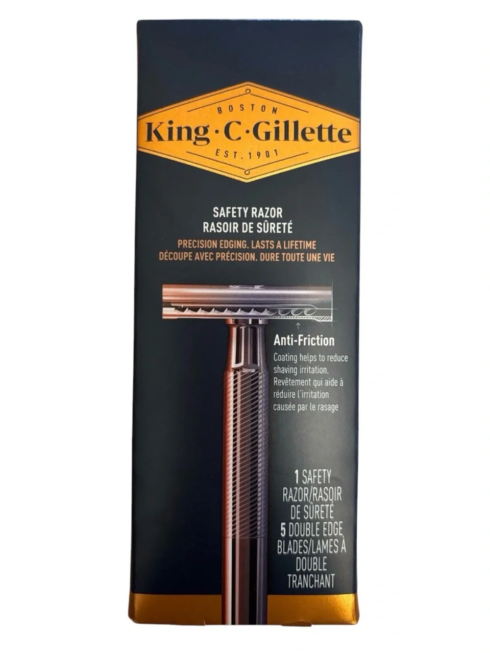 King C Gillette | Safety Razor Anti-Friction Edging Metal Handle NO PLASTIC NWT